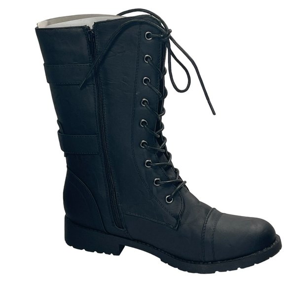 Top Moda Pack-72 Women's Fashion Mid Calf Combat Military Lace Boots Size 9 - Picture 6 of 13